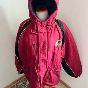 NFL Red and Black Vintage Puffer Jacket with Hood